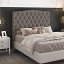 Ver imagem 2 de Cabeceira Cama Box Casal Itália 140 Cm Suede MV Estofados Italia Bege