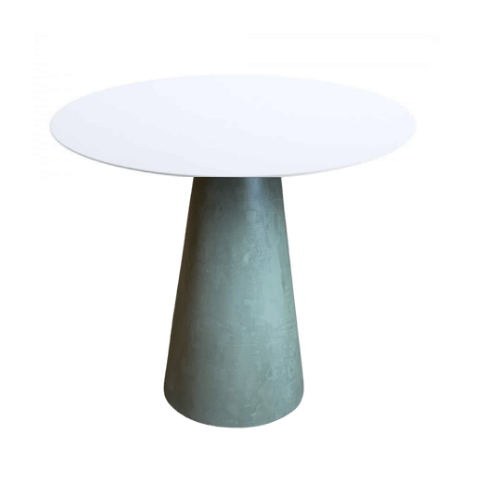 Mesa de Apoio Cone Cimento Queimado - Tampo Laqueado 70cm Altura 70cm - Branco