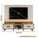 Ver imagem 5 de Rack com Painel Madri 2,40m para Tvs de até 75 Polegadas Off White/freijo