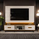 Ver imagem 1 de Rack com Painel Madri 2,40m para Tvs de até 75 Polegadas Off White/freijo