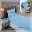 Ver imagem 3 de Kit Roupa Cama Solteiro 100% Algodão 2 Peças Percal 300 Fios Hotel Pousada:azul Bebe
