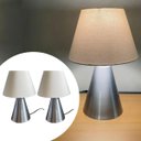 Ver imagem 1 de Kit 2 Abajur Luminaria de Mesa Clássico Elegante Cone Decoração Iluminação Casa e Sala, Quarto