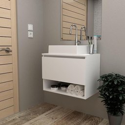 Balcão Gabinete Suspenso para Banheiro Bn3606 Branco - Tecnomobili - 6