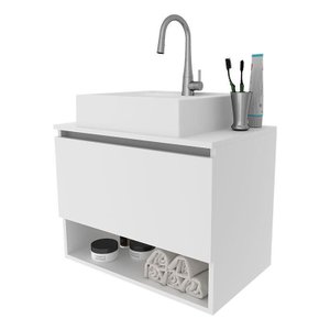 Balcão Gabinete Suspenso para Banheiro Bn3606 Branco - Tecnomobili