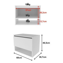 Balcão Gabinete Suspenso para Banheiro Bn3606 Branco - Tecnomobili - 5