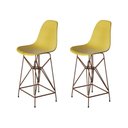 Ver imagem 1 de Kit 2 Banquetas Bistrô Alta Eames Amarela Base Ferro Cobre - Cor: Amarelo