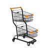 Carrinho de Supermercado Duplo 90L em Aço Aramado Reforçado c/ Pintura Preta e Acabamento Laranja - 1