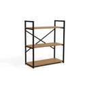 Ver imagem 1 de Estante Livreiro Casal Industrial Baixa Li007 C/ 3 Prateleiras 72x85cm Freijo/preto - Kappesberg