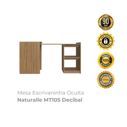 Mesa Escrivaninha Oculta Naturalle Mt105 Decibal - 3