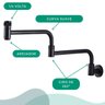 Torneira de Parede Articulavel Gourmet Comprida Metal com Giro de 360 Cor Preto Fosco Pia Cuba Fogão - 3
