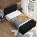 Ver imagem 2 de Kit Cabeceira Cama Box Queen 160cm com Calçadeira Roma W01 Couríssimo Preto - Lyam