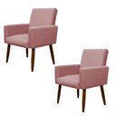 Ver imagem 1 de Kit 2 Poltronas Decorativa Nina Cadeira Escritório:rosa