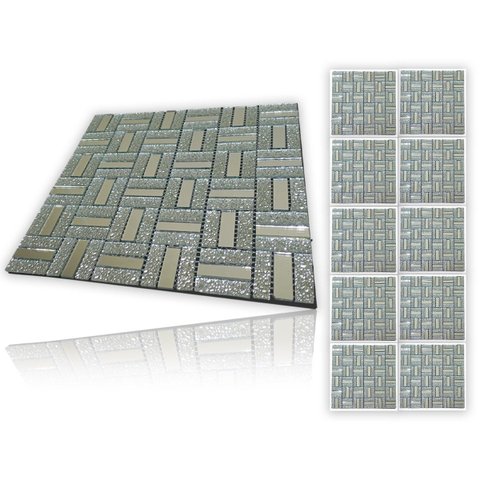 Pastilha De Vidro Autocolante Kit 10 Uni Parede Cozinha Banheiro Decorativa Facil Aplicacao Moderna 