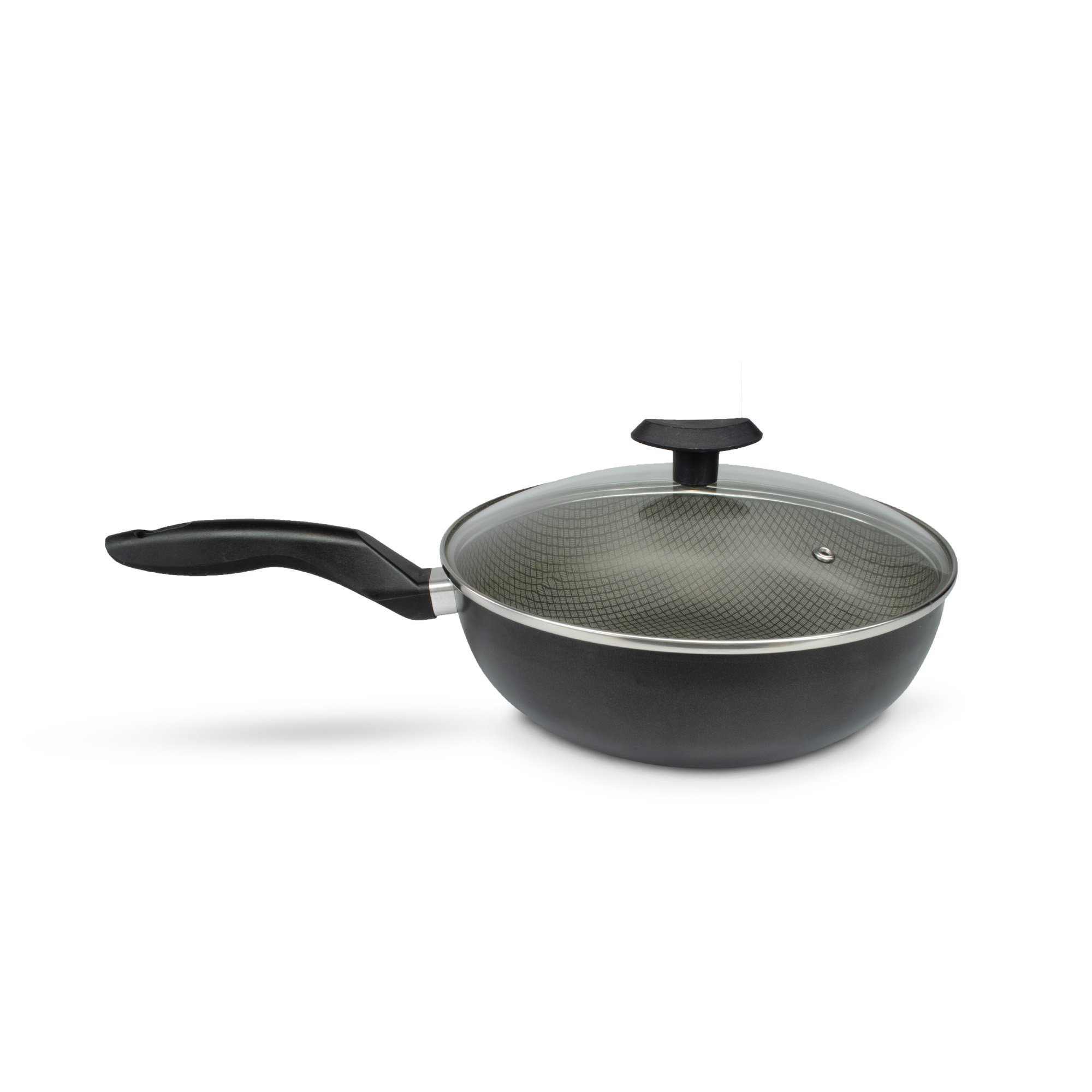 Panela Frigideira Tampa de Vidro Wok 24cm Antiaderente Alumínio - Classy