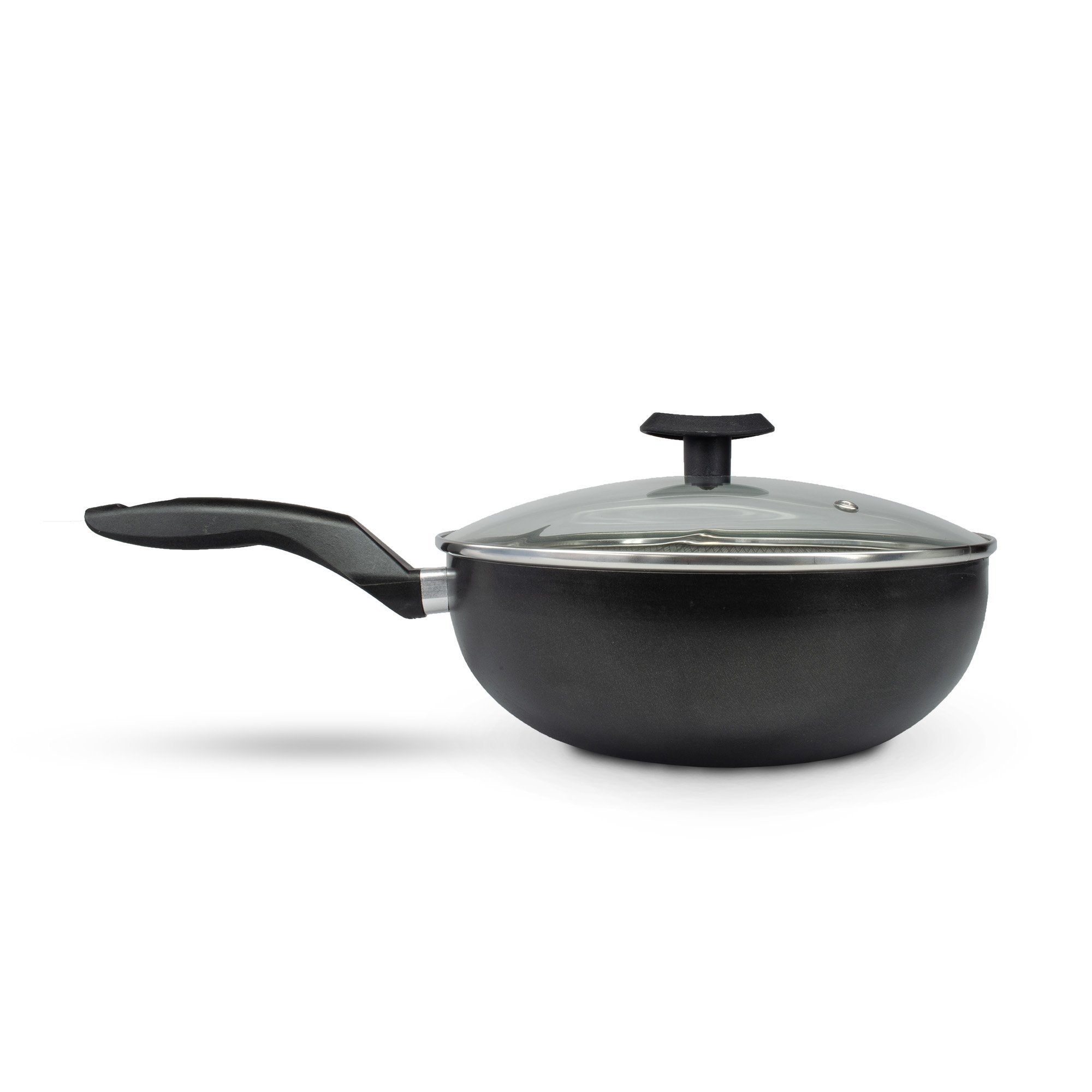 Panela Frigideira Tampa de Vidro Wok 24cm Antiaderente Alumínio - Classy - 3