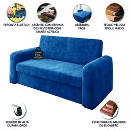 Sofá Cama Beny Versátil 2 Lugares em Veludo Selmer - 4