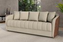 Ver imagem 1 de Sofá Living 220cm Linho Bege Caramelo 4 Lugares com 5 Almofadas Abba