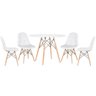 KIT - Mesa redonda Eames 100 cm branco + 4 cadeiras estofadas Eiffel Botonê Branco - 1