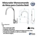 Ver imagem 6 de Misturador Monocomando de Mesa Cozinha Bica Alta Bold 1/2" Cromado (6256 C-370)