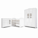 Ver imagem 3 de Quarto Bebê Completo Berço 3EM1 Eloá Guarda Roupa 4 Portas Cômoda 4 Gavetas 1 Porta MDF Branco