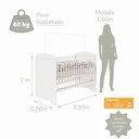 Ver imagem 6 de Quarto Bebê Completo Berço 3EM1 Eloá Guarda Roupa 4 Portas Cômoda 4 Gavetas 1 Porta MDF Branco