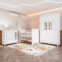 Ver imagem 1 de Quarto Bebê Completo Berço 3EM1 Eloá Guarda Roupa 4 Portas Cômoda 4 Gavetas 1 Porta MDF Branco