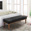 Ver imagem 2 de Divã Recamier Banco Base Madeira para Quarto Gênova 90cm Veludo Preto S04 - D'Rossi