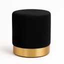 Ver imagem 3 de KIT PUFF  COM RODAPÉ DOURADO PRETO VELUDO