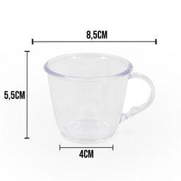 Kit 6 Xícaras Café Pires Acrílicos Cristal Transparentes - 3