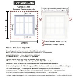 CORTINA PERSIANA ROLO TELA SOLAR 5% 0,40 Larg X 0,90 Alt:Preto - 6