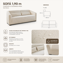 Ver imagem 5 de Sofá 02 Lugares Living Ísis Tecido Resistente À Água Pet Friendly Cru 1,90m