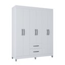 Ver imagem 2 de Guarda Roupa Casal  6 Portas e 2 Gavetas Branco Atenas Poquema Móveis