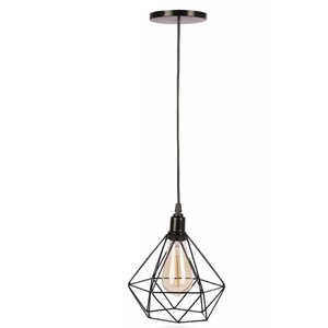Pendente Lustre Aramado Diamante PQ PT Fosco
