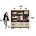 Ver imagem 2 de Guarda Roupa Solteiro Buriti 3 Portas Correr 9 Gavetas MDP Cumaru e Fendi Rei de Casa 180cm