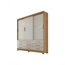 Ver imagem 1 de Guarda Roupa Solteiro Buriti 3 Portas Correr 9 Gavetas MDP Cumaru e Fendi Rei de Casa 180cm