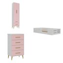 Ver imagem 2 de Quarto Infantil Completo com Guarda-Roupa, Cômoda e Cama Magia Espresso Móveis Rosa/Branco