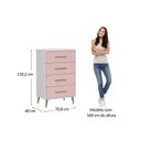 Ver imagem 4 de Quarto Infantil Completo com Guarda-Roupa, Cômoda e Cama Magia Espresso Móveis Rosa/Branco