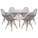 Ver imagem 2 de Kit Mesa Eames Vidro 110cm + 6 Cadeiras Kaila Dsw - Seat&Co