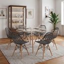 Ver imagem 1 de Kit Mesa Eames Vidro 110cm + 6 Cadeiras Kaila Dsw - Seat&Co