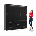 Ver imagem 4 de Guarda Roupa Isabela 3 Portas 9 Gavetas Evidência Móveis
