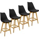 Ver imagem 1 de Kit 4 Banquetas Monty Leda Luisa Saarinen Alta Base Fixa Madeira