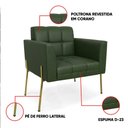 Ver imagem 3 de Poltrona Sala Decorativa Kit 2 Elisa Pé Aço Lateral Dourado Sintético Pu Verde D03 - D’Rossi