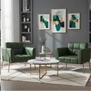 Ver imagem 1 de Poltrona Sala Decorativa Kit 2 Elisa Pé Aço Lateral Dourado Sintético Pu Verde D03 - D’Rossi