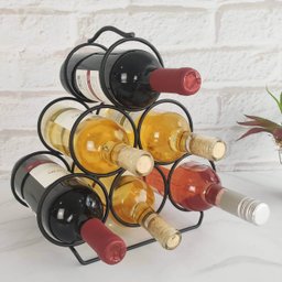 Adega Triangular Para 6 Garrafas De Vinho Garrafeiro Preto Fosco Carmenere Schmitt - 6