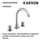 Ver imagem 2 de Torneira Misturador de Mesa para Lavatório Cromado Plastico KARSON