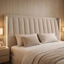 Ver imagem 3 de Cabeceira Cama Box Casal Estofada com LED 140cm Moan P05 Veludo Bege - Lyam Decor
