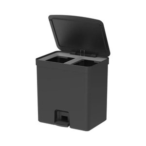 Lixeira com Pedal Trium 30 L com Duplo Compartimento Preto ou