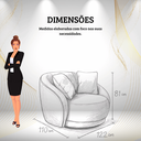 Ver imagem 6 de Poltrona Moderna P/ Sala 122cm Base Giratória Luxo Estofada Linho Cinza Courino Marrom C/ Almofadas