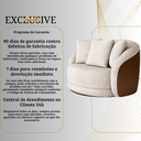 Ver imagem 5 de Poltrona Moderna P/ Sala 122cm Base Giratória Luxo Estofada Linho Cinza Courino Marrom C/ Almofadas