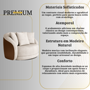 Ver imagem 4 de Poltrona Moderna P/ Sala 122cm Base Giratória Luxo Estofada Linho Cinza Courino Marrom C/ Almofadas